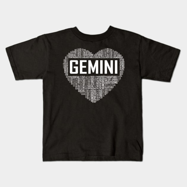 Gemini Zodiac Heart Kids T-Shirt by LetsBeginDesigns